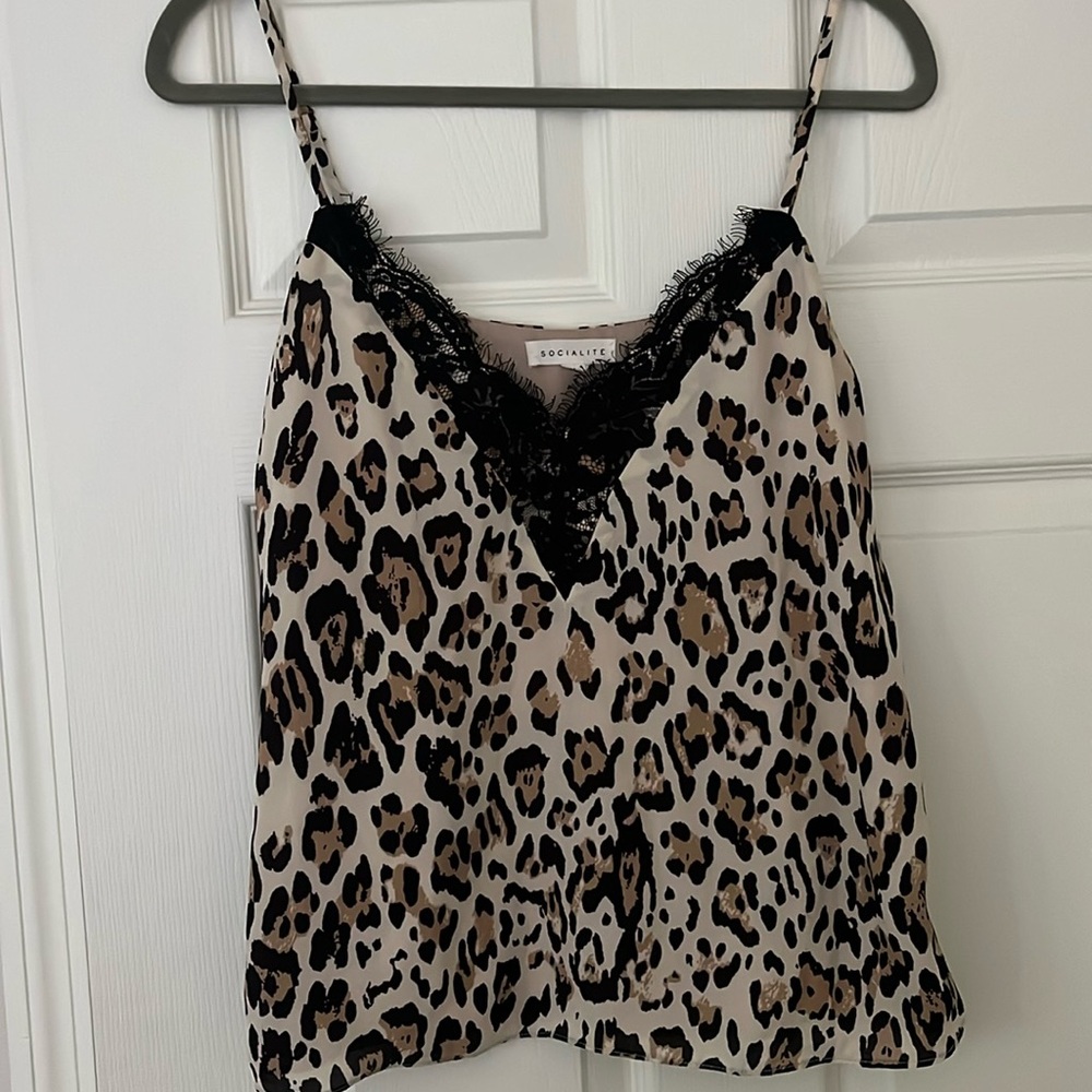 Cheetah Tank With Black Lace